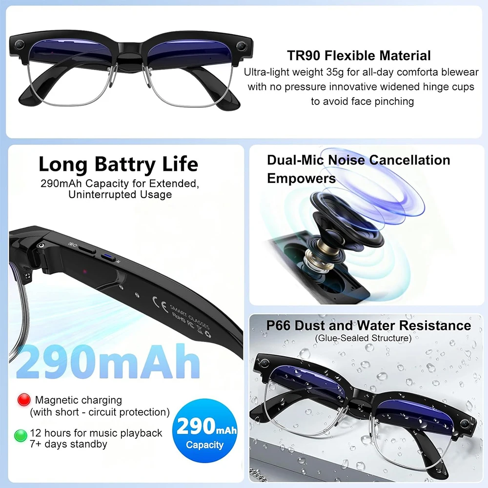 4K Smart AI Glasses 8MP Camera - Smart Glasses Lens のレビューと価格