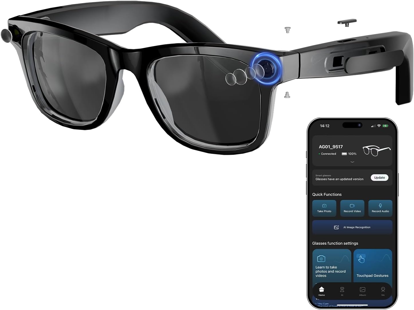 8MP AI Smart Glasses: 1080P Vi - Smart Glasses Lens のレビューと価格
