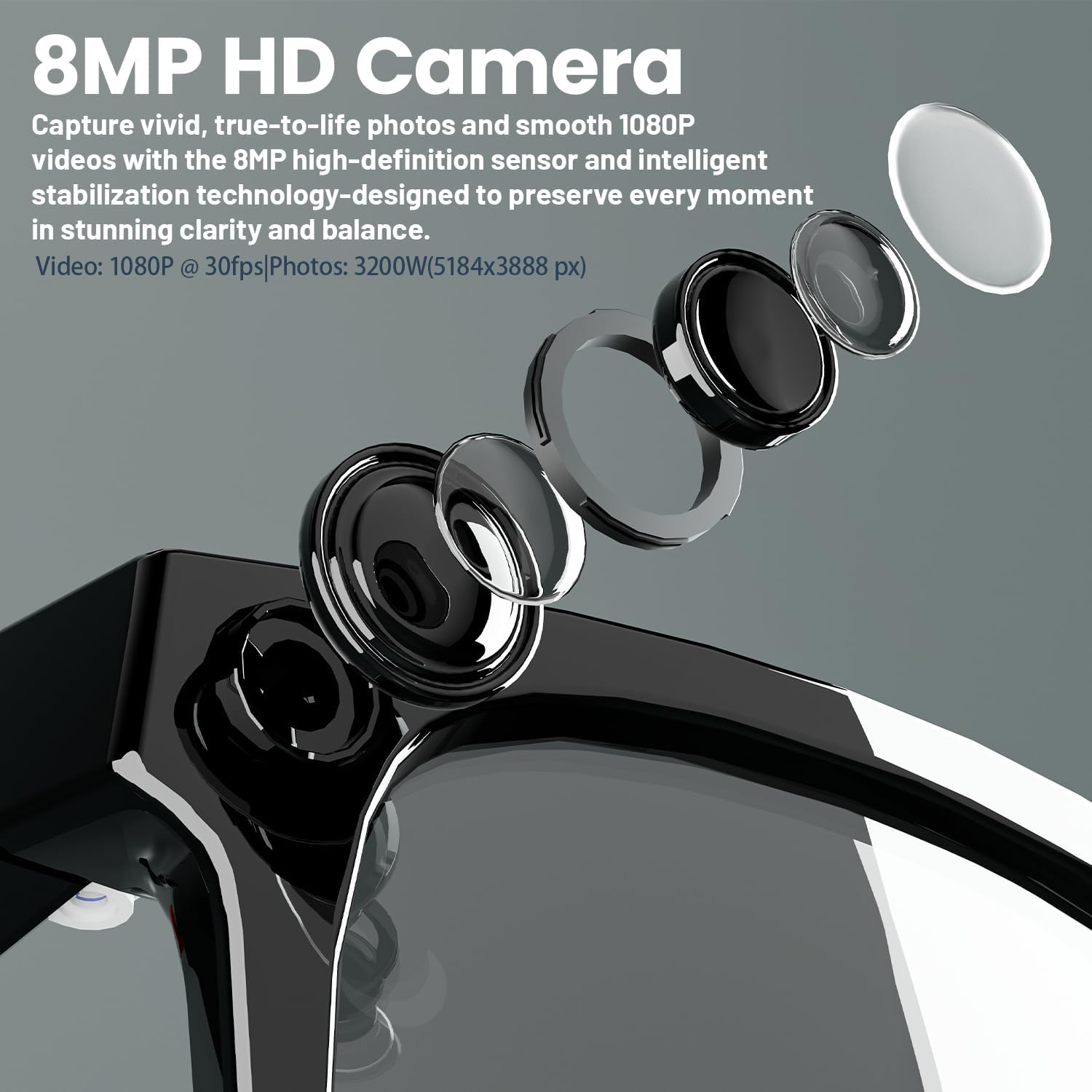 8MP AI Smart Glasses: 1080P Vi - Smart Glasses Lens のレビューと価格
